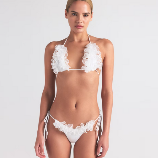 RUFFLE DIPPED TIE BIKINI BOTTOM Limited Edition (SNOW)